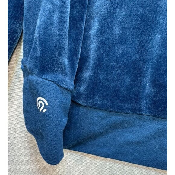 Champion Womens Velour Pullover Sweatshirt Sweater XL Blue Drawstring & Pockets - Picture 10 of 13